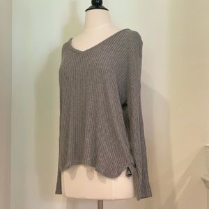American Eagle Soft & Sexy Ribbed Gray Long Sleeve